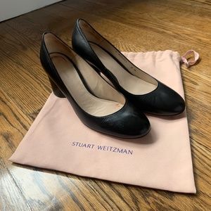 Stuart Weitzman 3 inch block heel in black leather size 8M